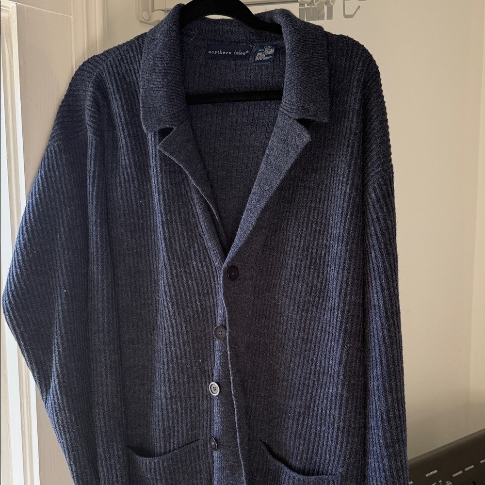 Northern Isles Men's Navy Ribbed Cardigan